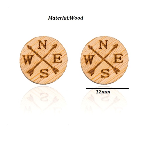 🔥4/$25🔥 COMPASS Wooden earrings - NEW - Picture 2 of 2
